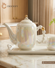 8 Pcs Elegant Rainbow Shade Tea Set With Tray