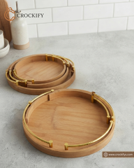 3 Pcs Wooden Tray Set.