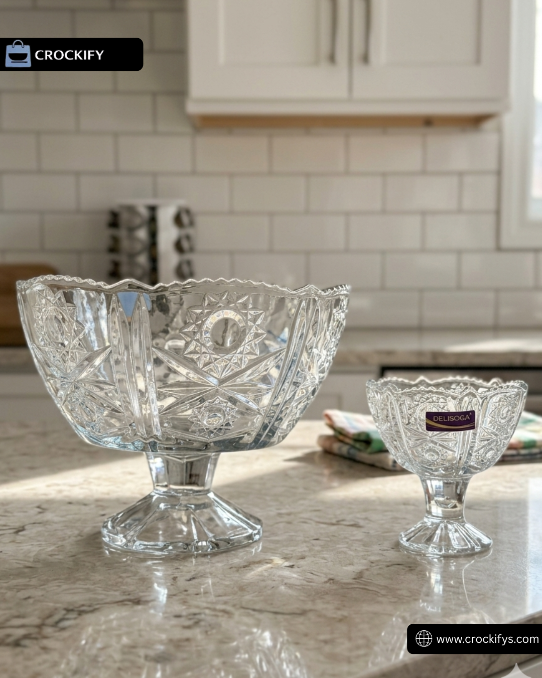 `7 Pcs DELISOGA Fine Textured Glass Ice-Cream Bowl Set