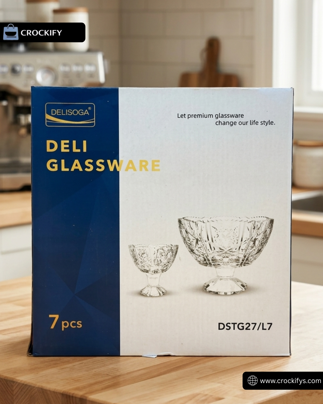 `7 Pcs DELISOGA Fine Textured Glass Ice-Cream Bowl Set
