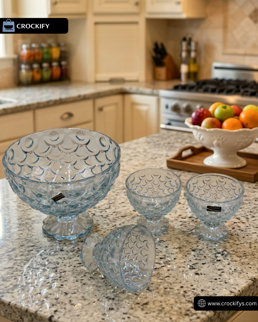 7 Pcs DELISOGA Fine Textured Glass Ice-Cream Bowl Set