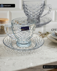 12 Pcs DELISOGA Fine Textured Glass Cup & Saucer Set