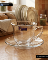 12 Pcs DELISOGA Fine Glass Cup & Saucer Set