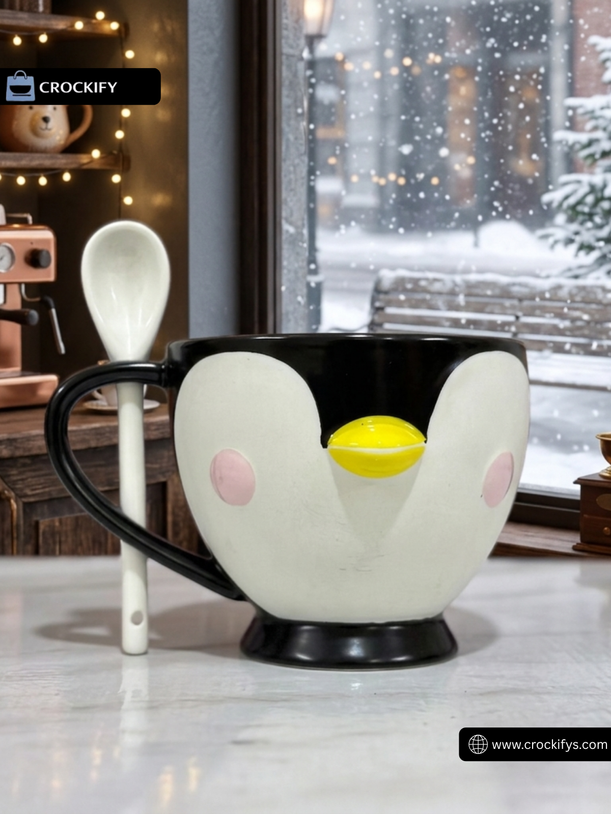 Cute Penguin Gift Mug with Spoon 🐧