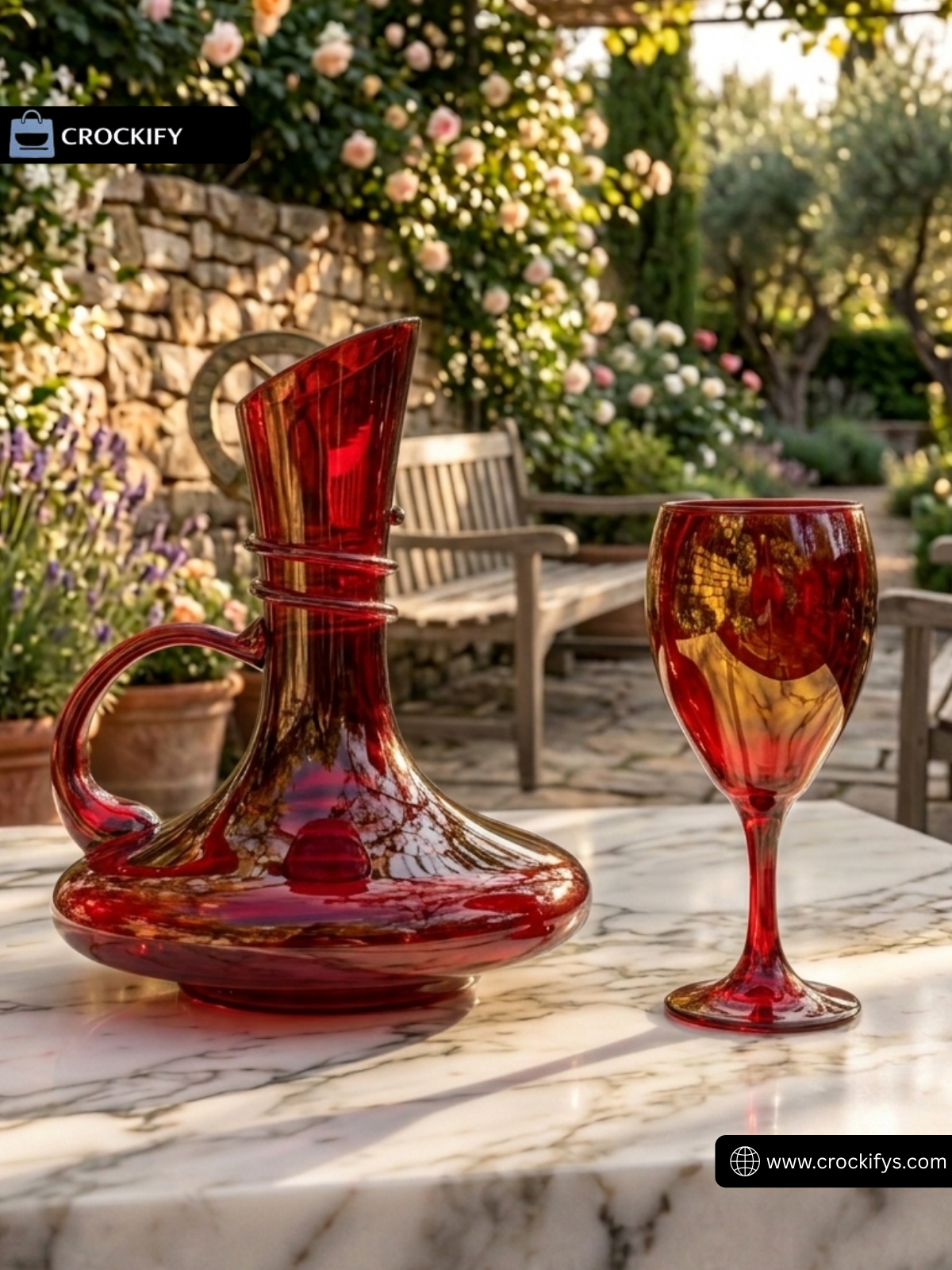 7 Pcs Special Red Turkey Glass Stylish Water Set