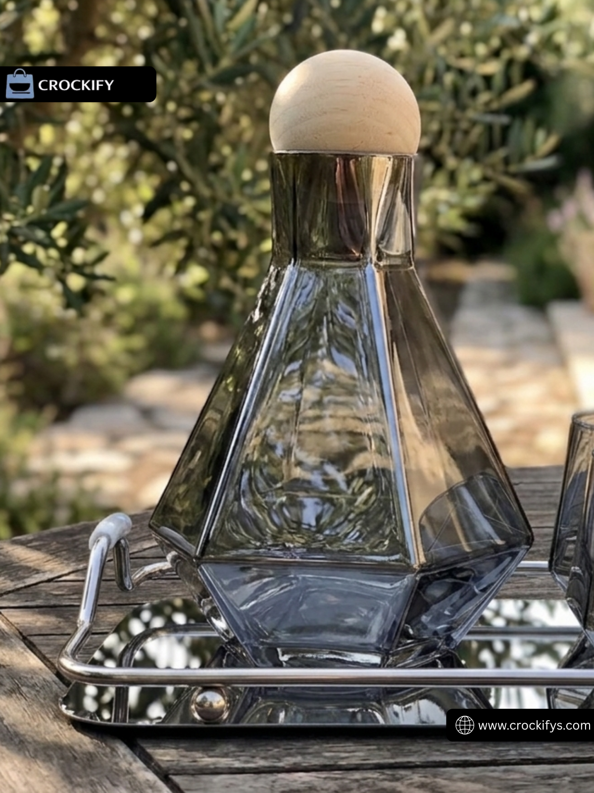 7 Pcs Turkey Glass Water Set with Stainless Steel Tray