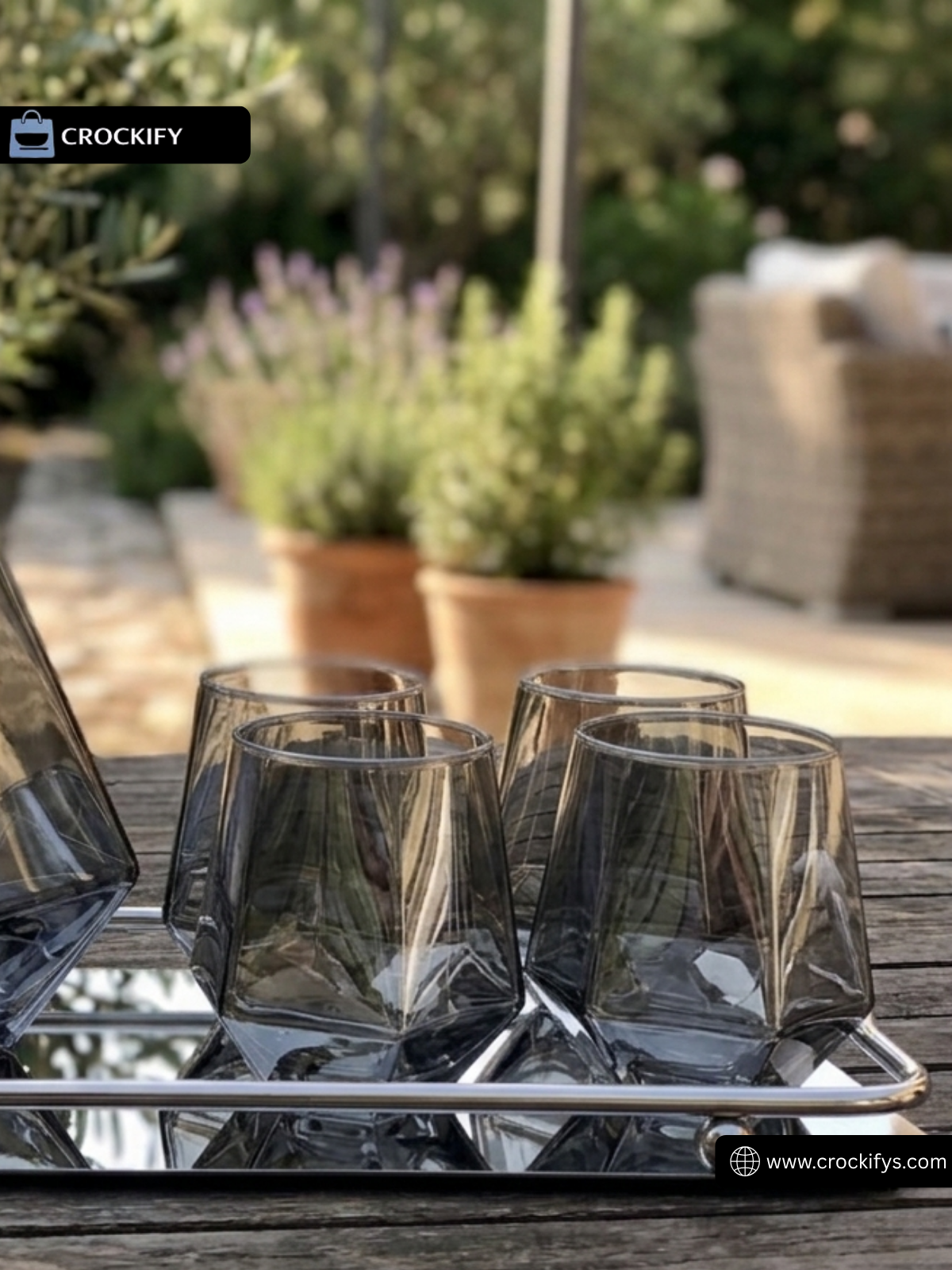 7 Pcs Turkey Glass Water Set with Stainless Steel Tray