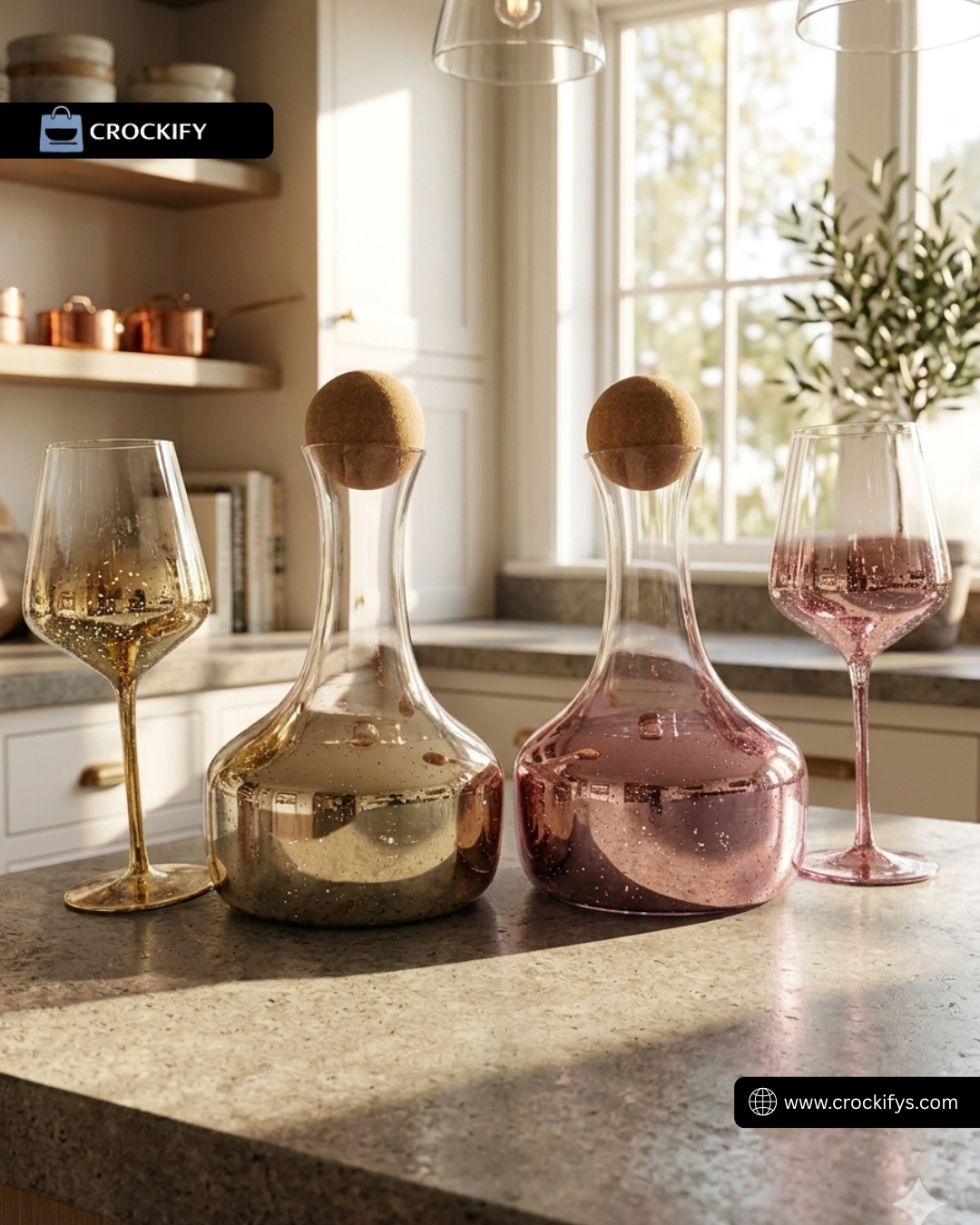 Luxury 7 Pcs Turkey Glass Water Decanter Set Luxe Bubble Finish
