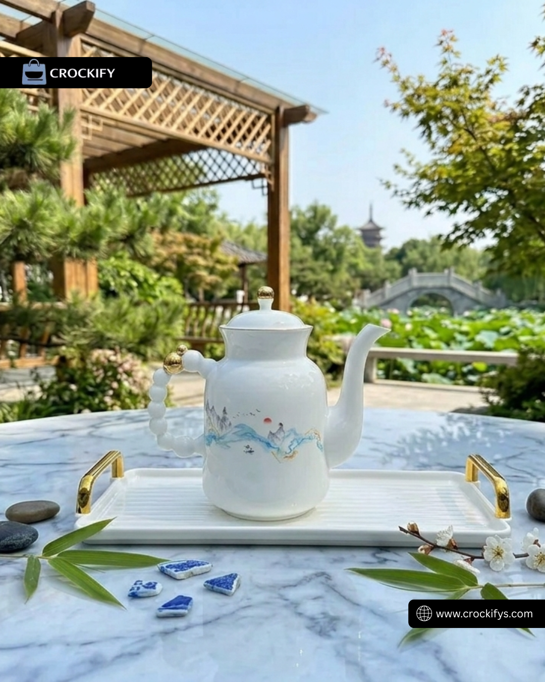 Elegant Scenery ☕ - 8 PCS Tea Set With Tray