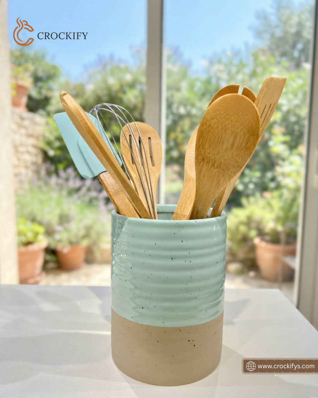 8 Pcs Danny Home Utensils Set with Ceramic Holder