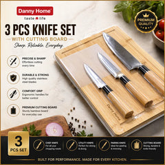 4 Pcs Danny Home Knife Set with Cutting Board