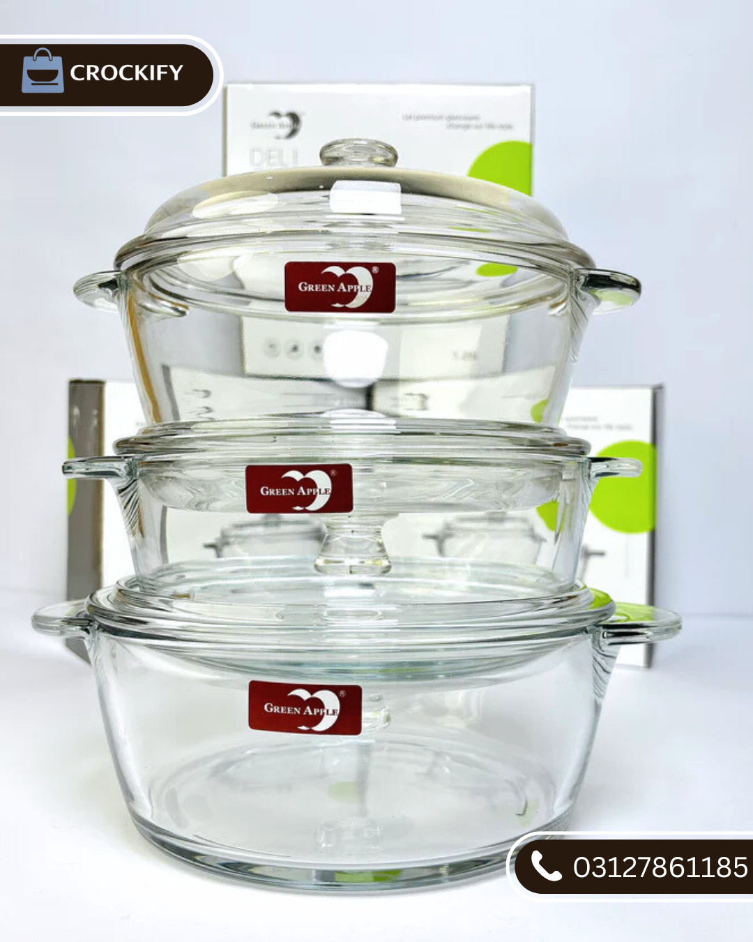 Delisoga 3 Pcs Casserole Set with Lid