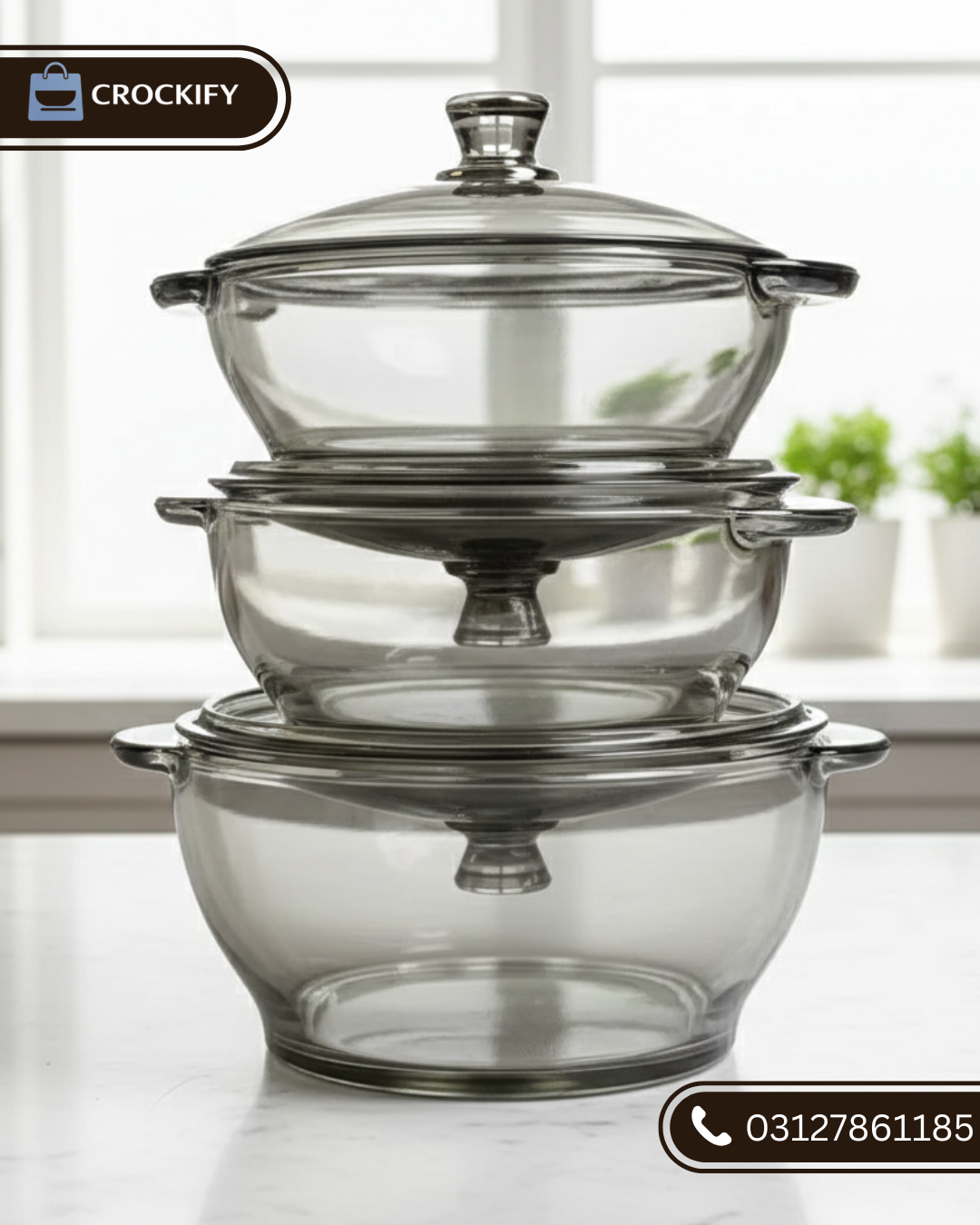3 Pcs Casserole Set with Lid