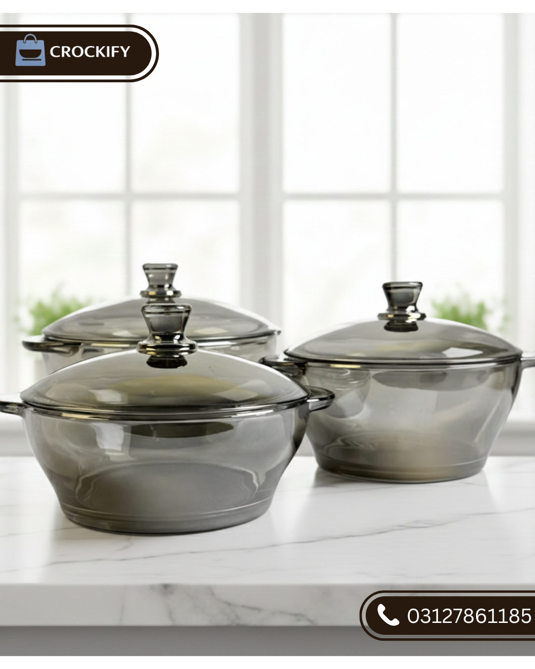 3 Pcs Casserole Set with Lid