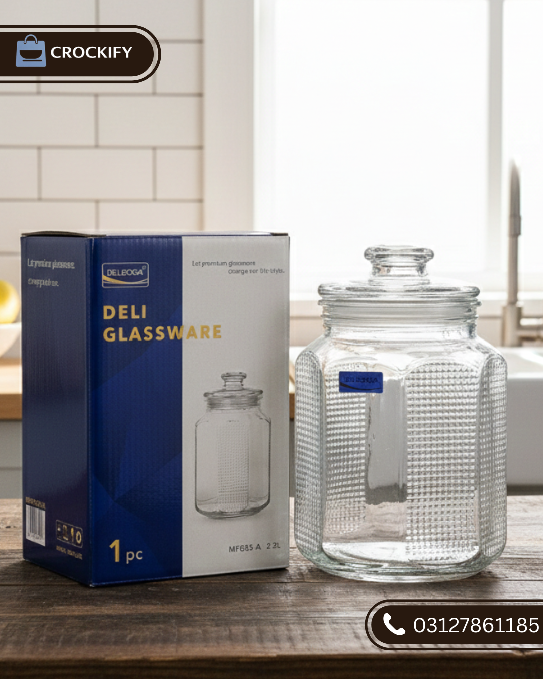 DLISOGA Fine Glass Airtight Large Candy Jar
