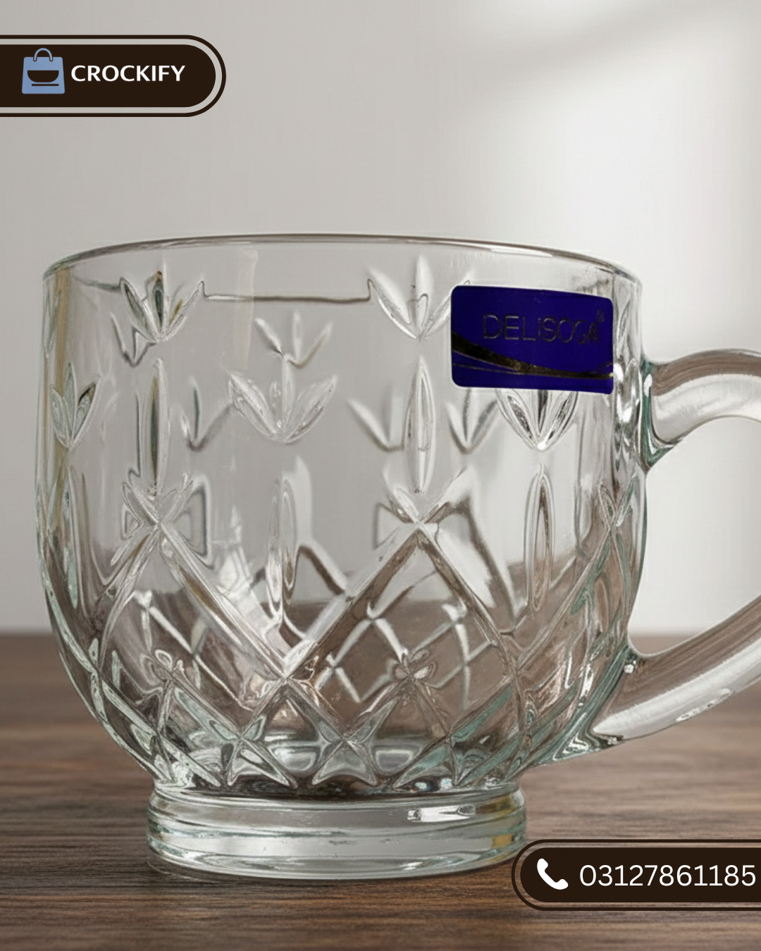12 Pcs DELISOGA Fine Glass Cup & Saucer Set