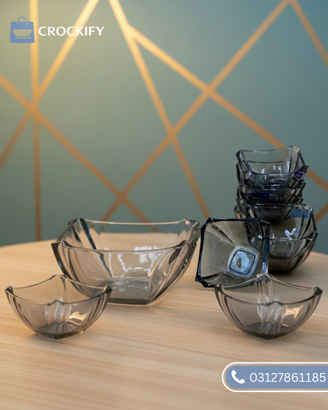 7 Pcs DELISOGA Fine Silver Glass Fruit Bowl Set