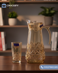 7 Pcs DELISOGA Fine Golden Textured Glass Water Set