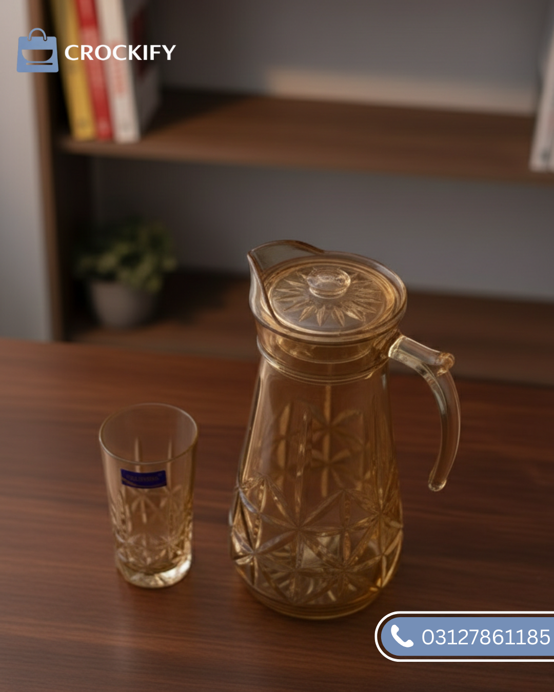 7 Pcs DELISOGA Fine Golden Textured Glass Water Set