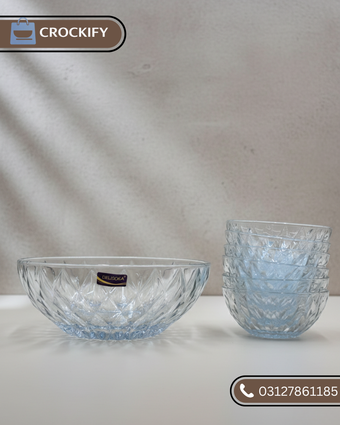 7 Pcs DELISOGA Fine Textured Glass Fruit Bowl Set
