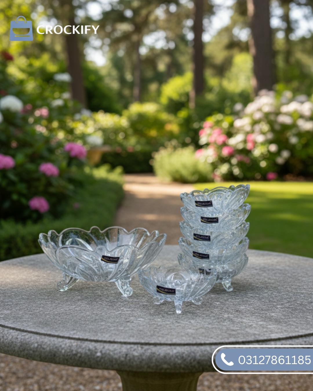 7 Pcs DELISOGA Fine Textured Glass Fruit Bowl Set