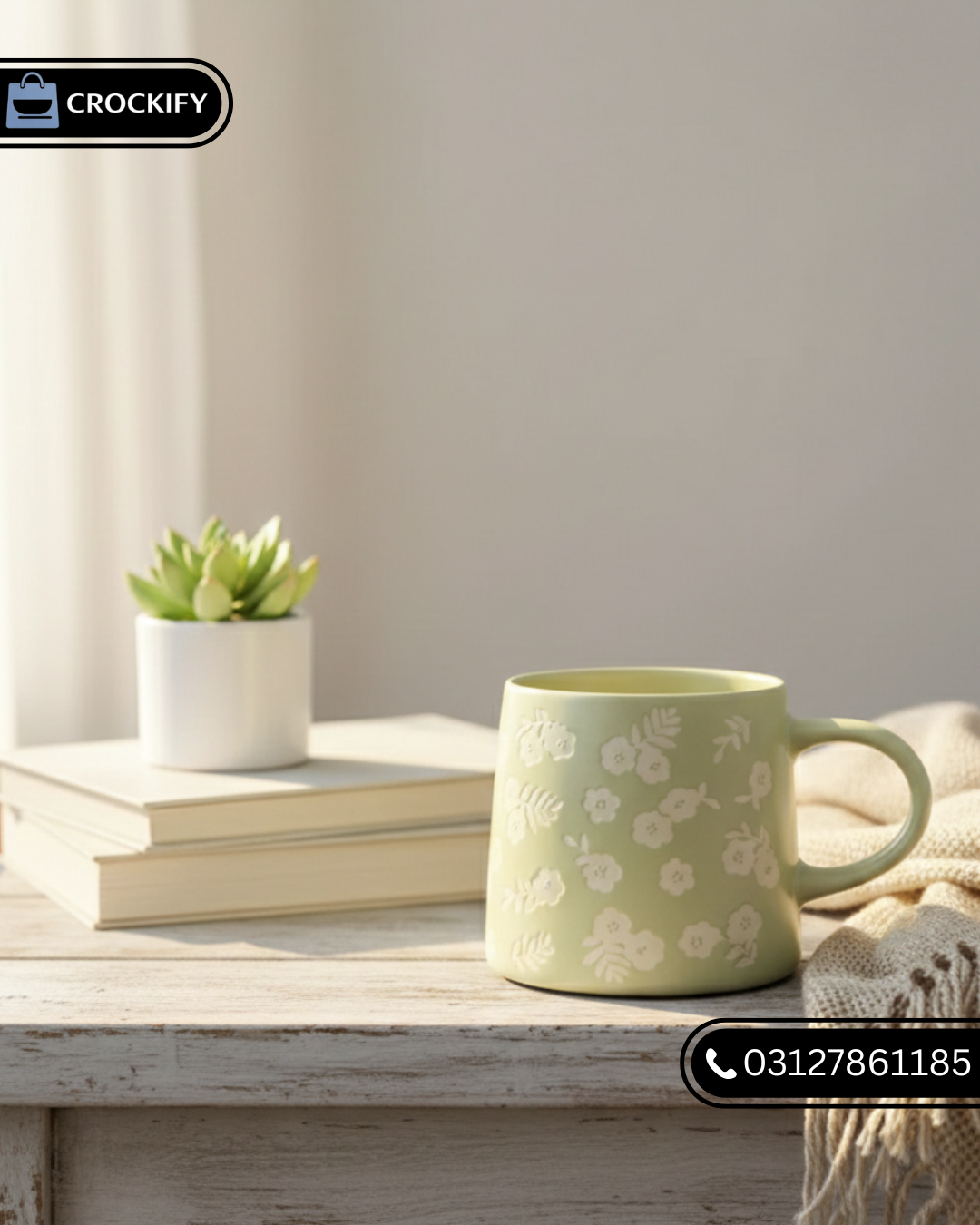 Green Ditsy Floral Matte EmbossedMug 🌿