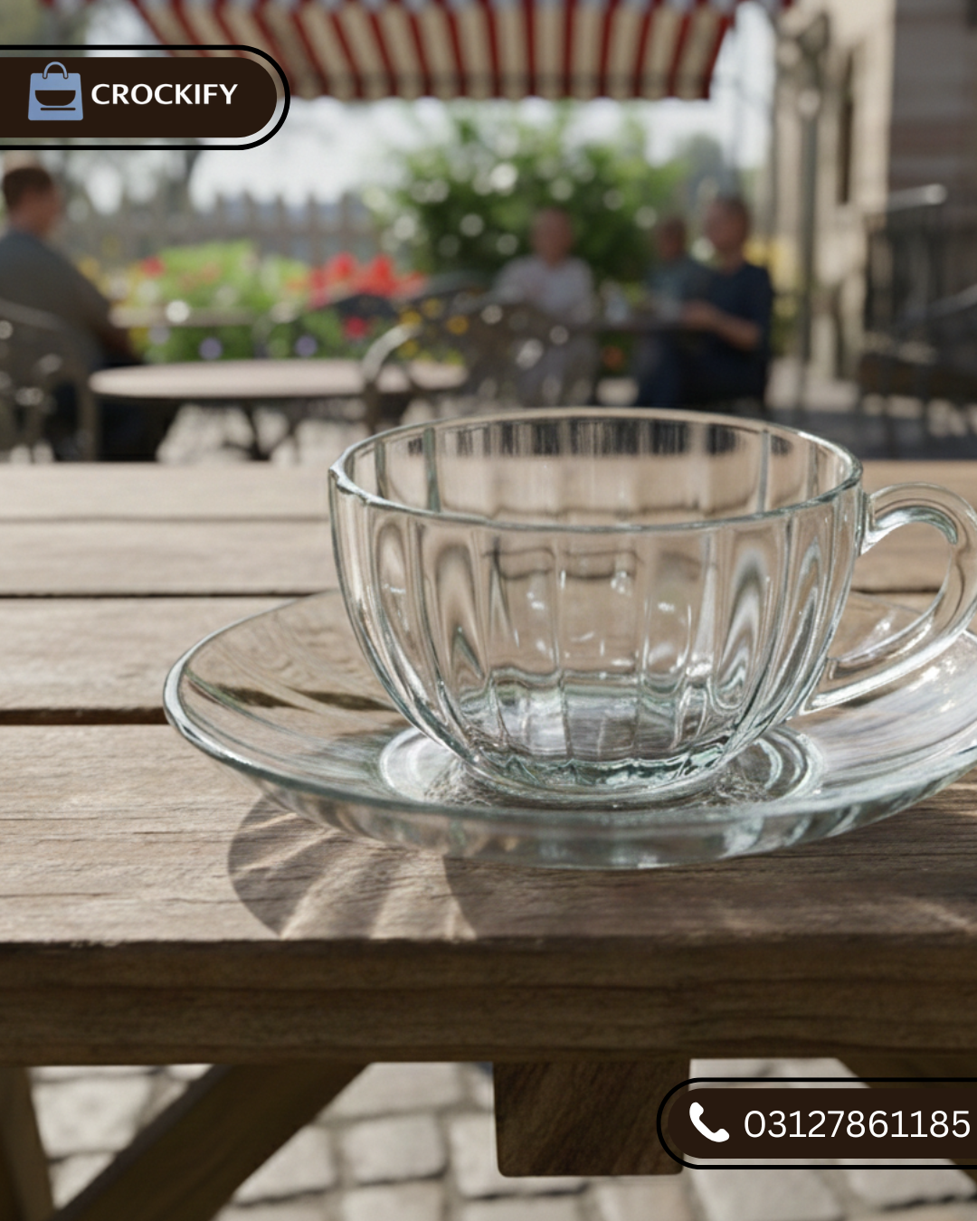 12 Pcs DELISOGA Fine Textured Glass Cup & Saucer Set