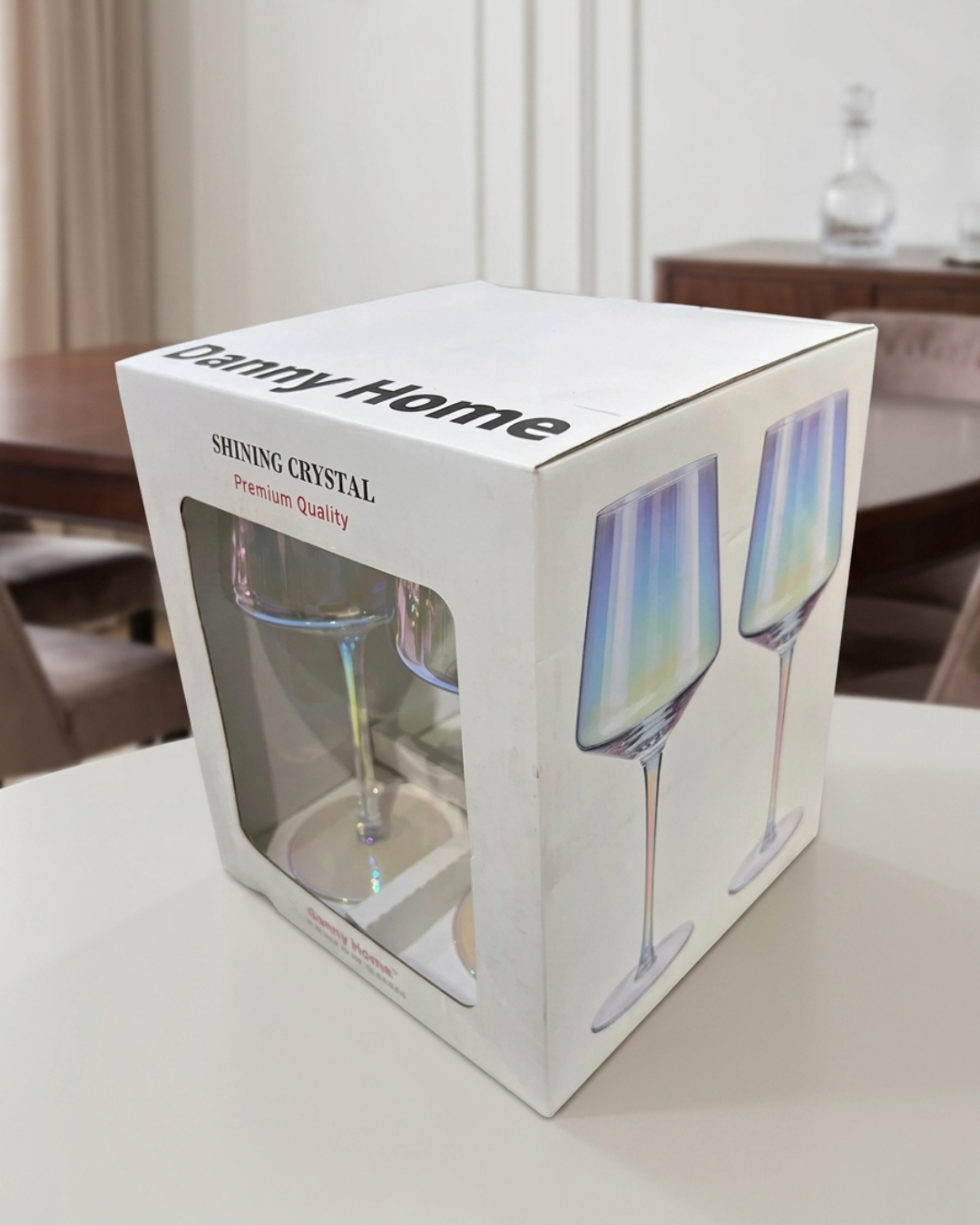 4 Pcs Danny Home Broad Rainbow Wine Glass Set
