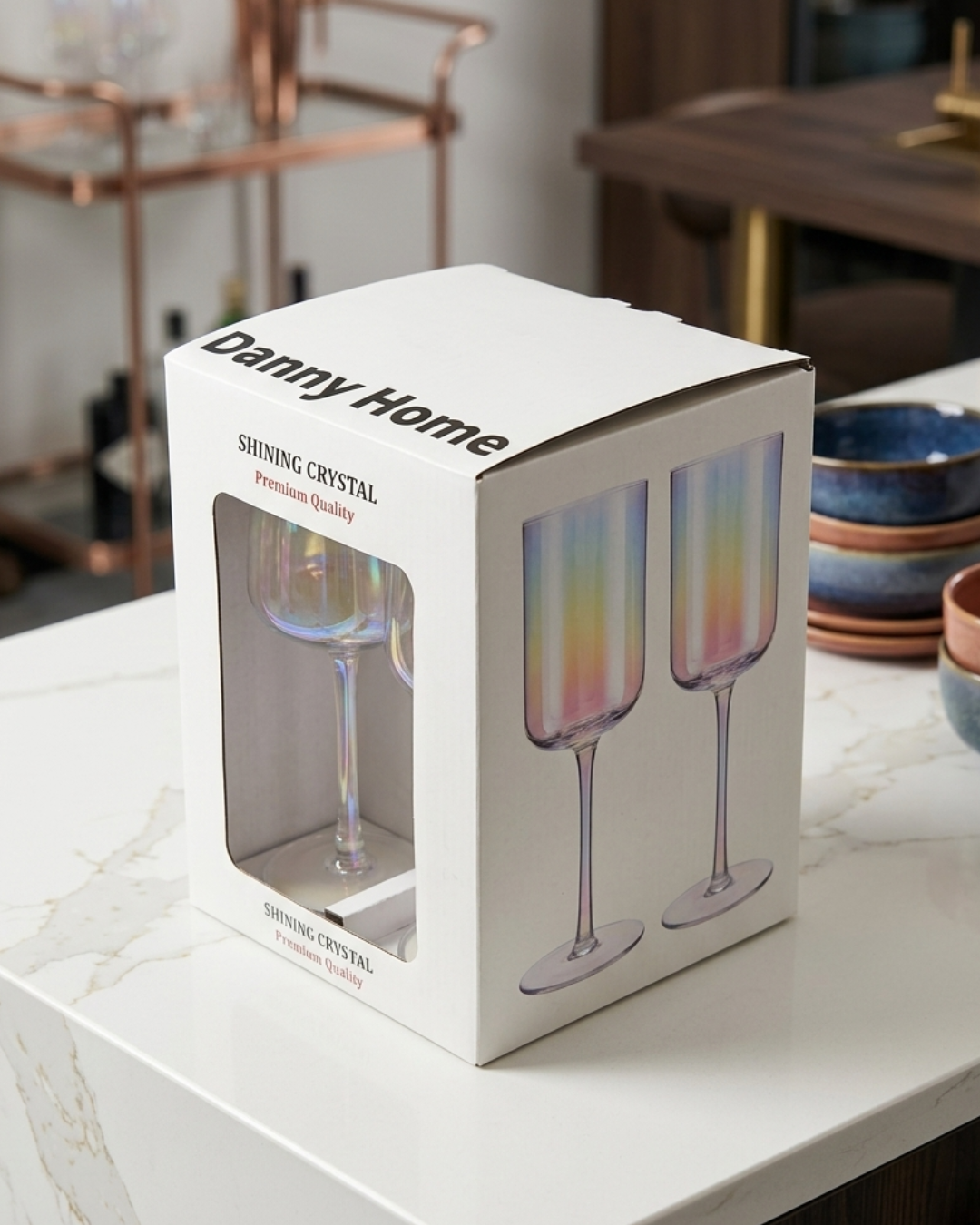4 Pcs Danny Home Slim Rainbow Wine Glass Set